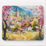 Alfombrilla De Ratón Spring Village<br><div class="desc">A Watercolour Village in Springtime</div>