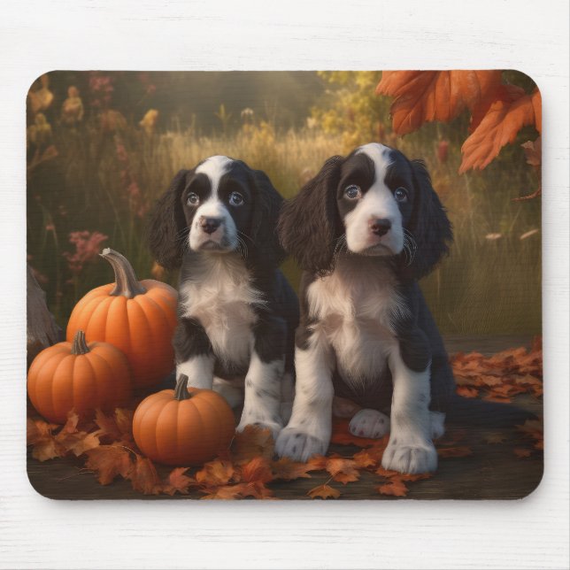 Alfombrilla De Ratón Springer Spaniel Puppy Autumn Delight Pumpkin (Frente)