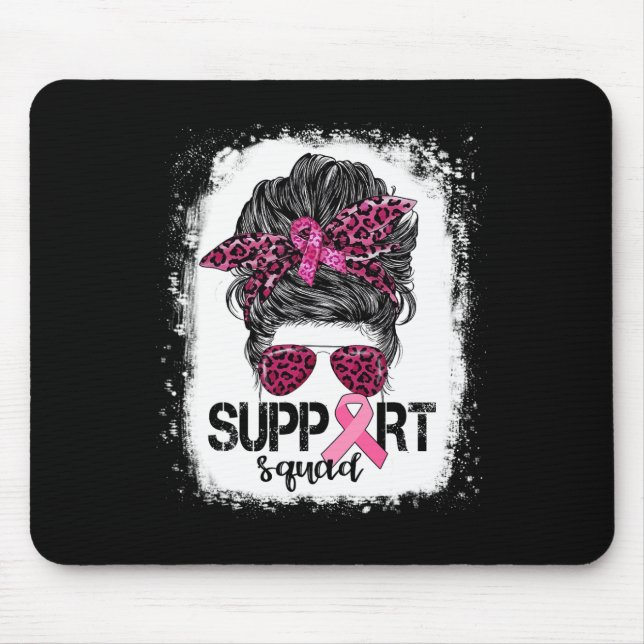 Alfombrilla De Ratón Squad Messy Bun Guerrero Rosa Cáncer de Mama (Frente)