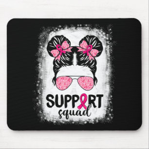 Alfombrilla De Ratón Squad Messy Bun Guerrero Rosa Cáncer de Mama