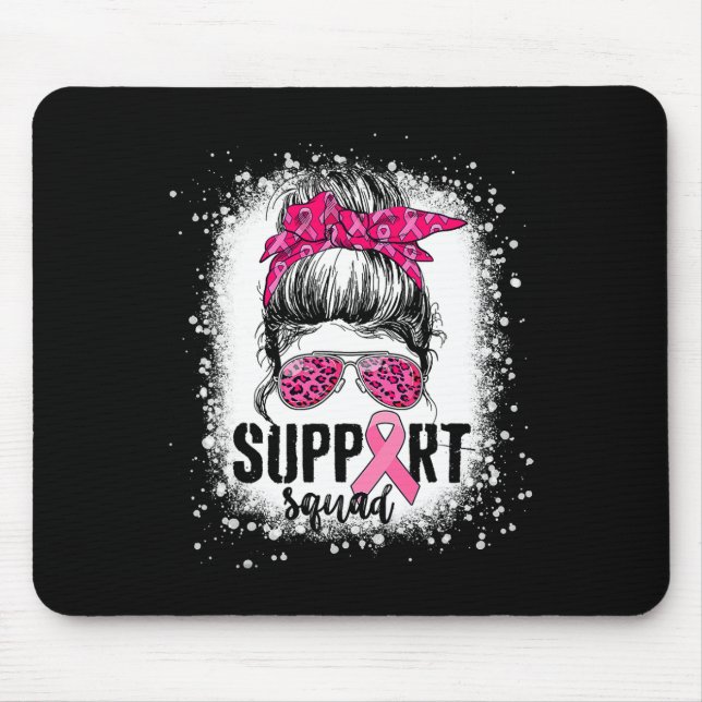 Alfombrilla De Ratón Squad Messy Bun Guerrero Rosa Cáncer de Mama (Frente)