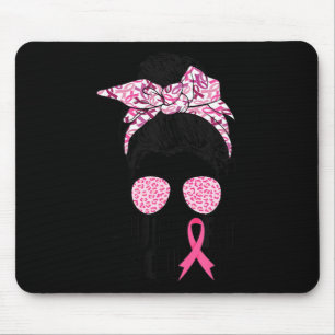 Alfombrilla De Ratón Squad Messy Bun Guerrero Rosa Cáncer de Mama