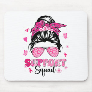 Alfombrilla De Ratón Squad Messy Bun Guerrero Rosa Cáncer de Mama