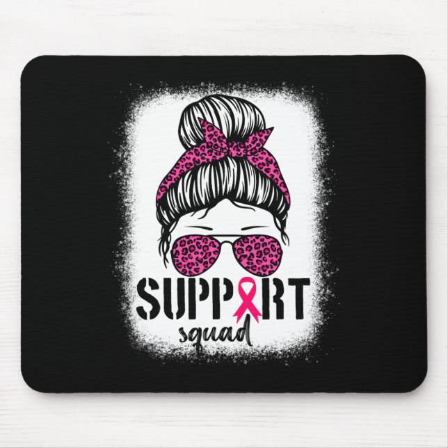 Alfombrilla De Ratón Squad Messy Bun Guerrero Rosa Cáncer de Mama (Frente)
