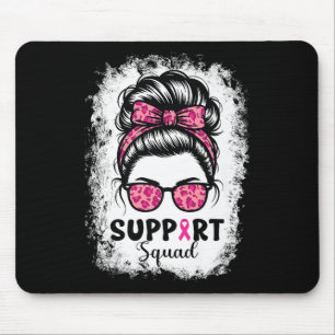 Alfombrilla De Ratón Squad Messy Bun Guerrero Rosa Cáncer de Mama