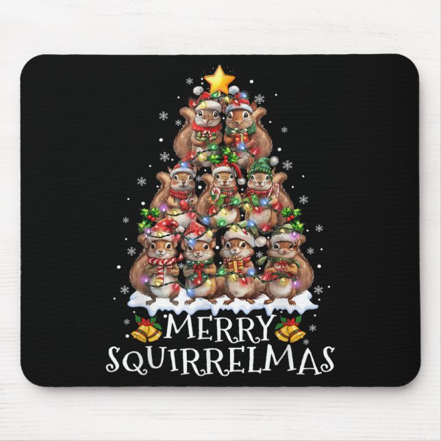 Alfombrilla De Ratón Squirrel Christmas Tree Lights Merry Squirrelmas S (Frente)