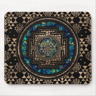 Alfombrilla De Ratón Sri Yantra/mármol y oro de Sri Chakra