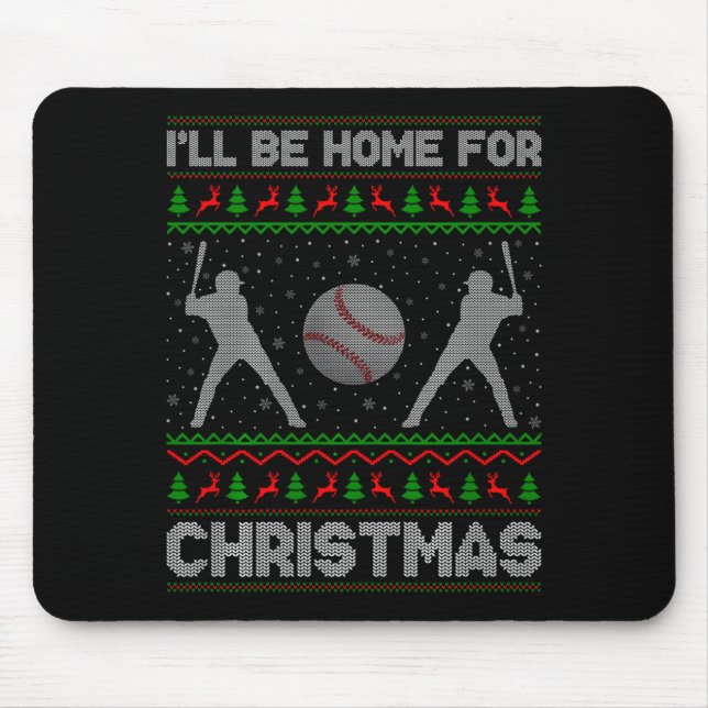Alfombrilla De Ratón Srty Baseball Player Ugly Christmas Sweaters Xmas  (Frente)
