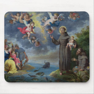 Alfombrilla De Ratón St Anthony de Padua que predica a los pescados