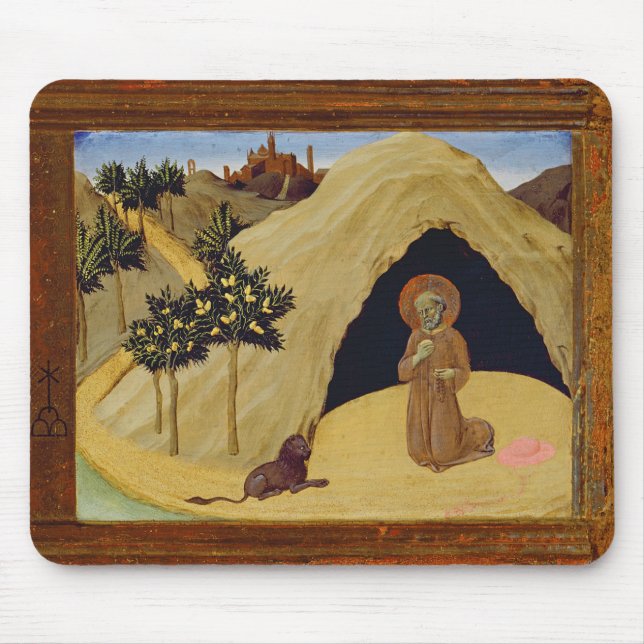 Alfombrilla De Ratón St Jerome con el león, 1436 (tempera en el panel) (Frente)