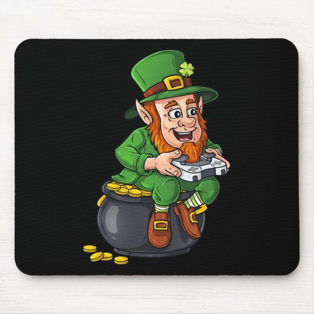 Alfombrilla De Ratón St Patricks Day Leprechaun Video Game Controller B (Frente)
