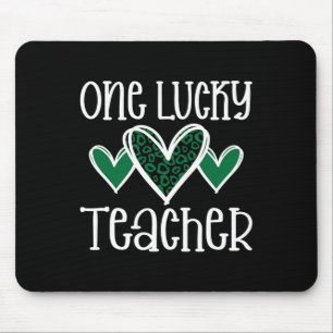 Alfombrilla De Ratón St. Patricks Day Lucky Teacher Leopard Print Heart