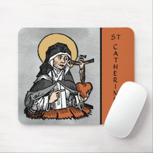 Alfombrilla De Ratón Sta. Catalina de Siena con Corazón con Crucifijo