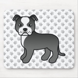 Alfombrilla De Ratón Staffie en blanco y negro Perro de dibujos animado