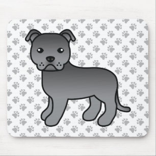 Alfombrilla De Ratón Staffie inglés azul Lindo perro de dibujos animado
