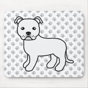 Alfombrilla De Ratón Staffie inglés blanco Perro de dibujos animados li