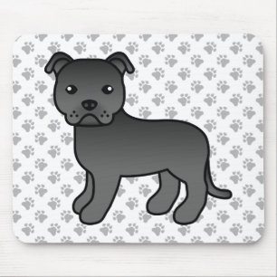 Alfombrilla De Ratón Staffie inglés negro lindo perro de dibujos animad