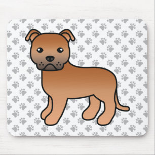 Alfombrilla De Ratón Staffie inglés rojo lindo perro de dibujos animado