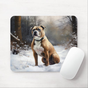 Alfombrilla De Ratón Staffordshire Bull Terrier Deja que nieve Navidad