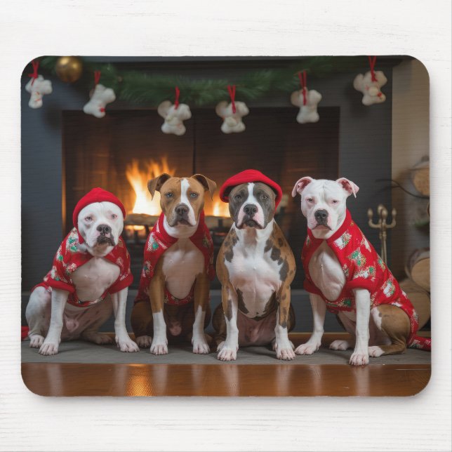 Alfombrilla De Ratón Staffordshire estadounidense por los Navidades de  (Frente)