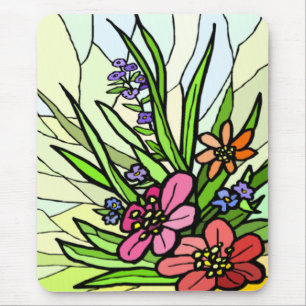 Alfombrilla De Ratón Stain Glass Flower Garden Mousepad