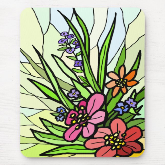 Alfombrilla De Ratón Stain Glass Flower Garden Mousepad (Frente)