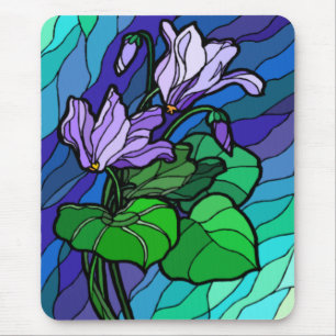 Alfombrilla De Ratón Stain Glass Purple Flower Mousepad