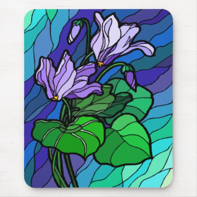 Alfombrilla De Ratón Stain Glass Purple Flower Mousepad (Frente)