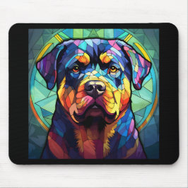 Alfombrilla De Ratón Stained Glass Rottweiler 