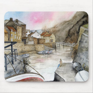 Alfombrilla De Ratón Staithes, North Yorkshire, Inglaterra Watercolor