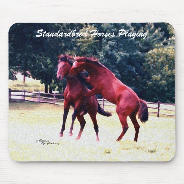 Alfombrilla De Ratón Standardbred horses playing Mousepad (Frente)