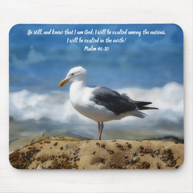 Alfombrilla De Ratón Standing Still Sea Bird Bible Verse Faith (Frente)