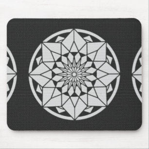 Alfombrilla De Ratón Star Mandala tejiendo blanco y negro
