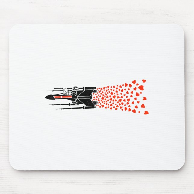 Alfombrilla De Ratón Star War Valentines Day Luke R2 D2 X Wing Hearts  (Frente)