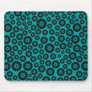 Alfombrilla De Ratón Star Wheel Pattern - Black on Aqua 009999