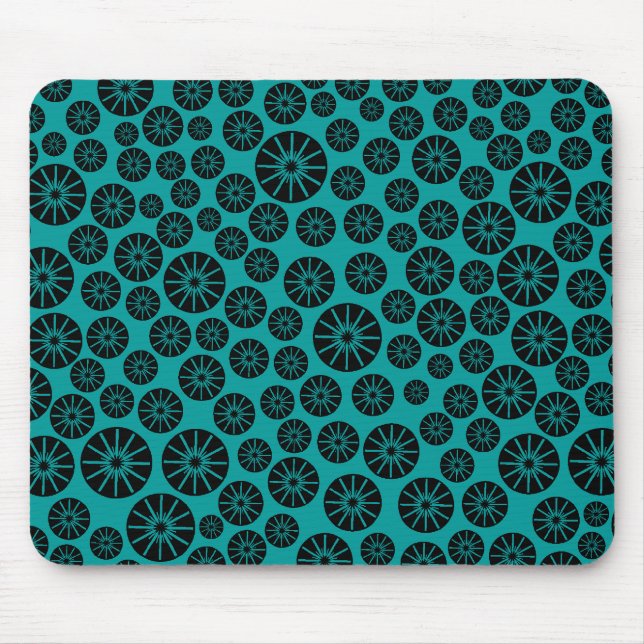 Alfombrilla De Ratón Star Wheel Pattern - Black on Aqua 009999 (Frente)