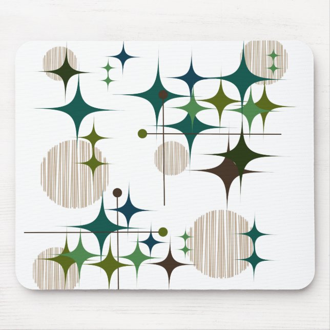 Alfombrilla De Ratón Starbursts modernos de mediados de siglo y teclado (Frente)