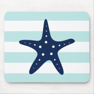 Alfombrilla De Ratón Starfish White Blue Mint Strips