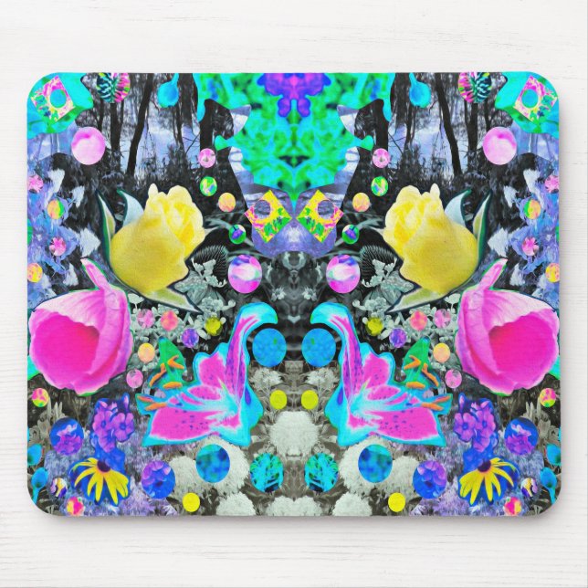 Alfombrilla De Ratón Stargazer Lily, Rosa y Collage de Hibiscus Rosa (Frente)
