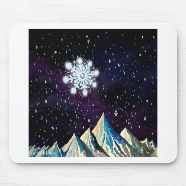 Alfombrilla De Ratón Starry Sky w BIG Snowflakes (Frente)