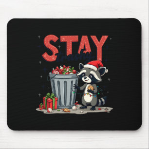 Alfombrilla De Ratón Stay Trashy Funny Racoon Meme Merry Christmas Anim