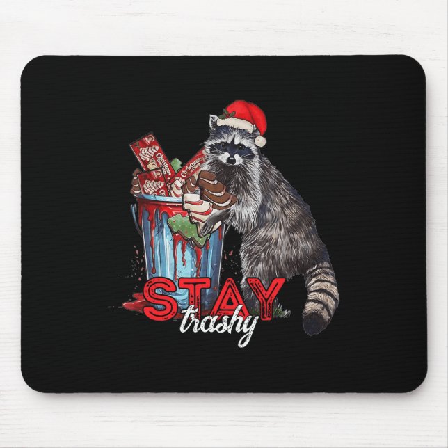 Alfombrilla De Ratón Stay Trashy Navidades Raccoon Xmas Trash Panda Rac (Frente)