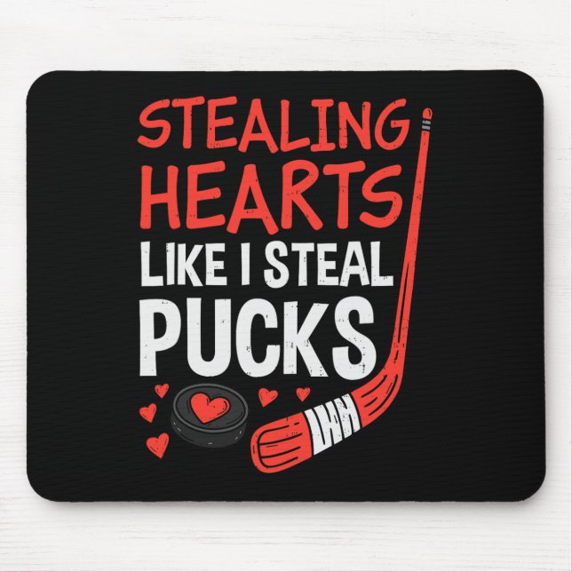 Alfombrilla De Ratón Stealing Hearts Stealing Pucks Hockey Valentines D (Frente)