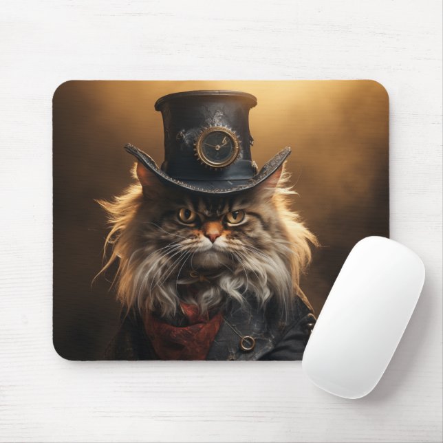 Alfombrilla De Ratón Steampunk Grumpy Cat (Con ratón)