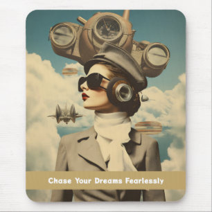Alfombrilla De Ratón Steampunk Lady Chase Your Dreams Sin Miedo