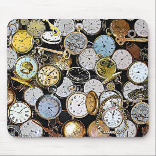 Alfombrilla De Ratón Steampunk Themed Pocket Watches, Gears, Clocks