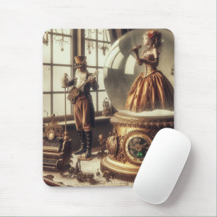 Alfombrilla De Ratón Steampunk Victorian Music Snow Globe