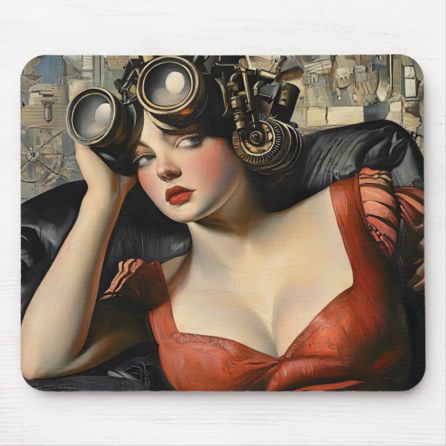 Alfombrilla De Ratón Steampunk Woman Mouse Pad (Frente)