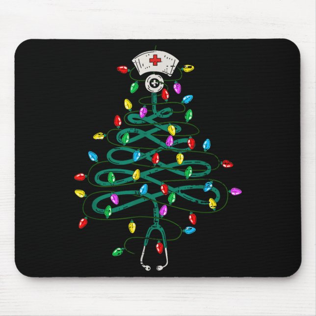 Alfombrilla De Ratón Stethoscope Christmas Tree Lights Nurse Christmas  (Frente)