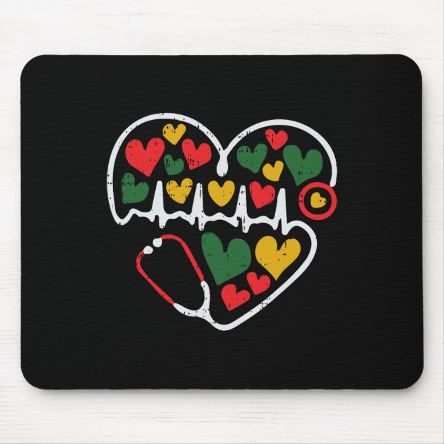 Alfombrilla De Ratón Stethoscope Corazón Junetdecia Melanin Enfermera A (Frente)